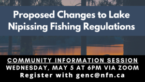 Info Session: Proposed Changes to Lake Nipissing Fishing Regulations @ Online via Zoom