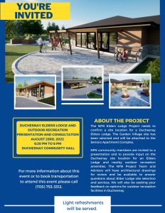 Duchesnay Elders Lodge & Outdoor Recreation Consultation @ Duchesnay Community Hall