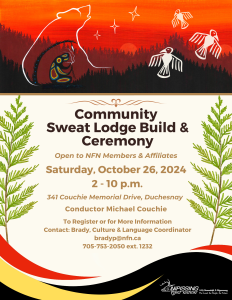 Community Sweat Lodge Build And Ceremony @ 341 Couchie Memorial Dr. Duchesnay ON P1B 8G5