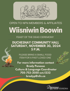 Wiisniwin Boowin- Feast of the Dead Ceremony @ Duchesnay Community Hall